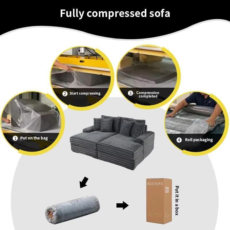 How Jerry's sofa is vacuum-compressed, rolled and boxed for delivery